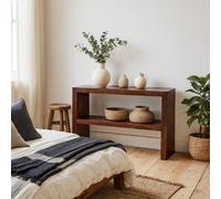 Wyld Haus Phuket Dark Mango Wood Console Table With Bottom Shelf