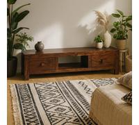 Wyld Haus Phuket Dark Mango Wood TV Media Unit 2 Drawers 1 Open Shelf in Brown Wyld Haus Brown
