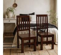 Wyld Haus Phuket Set Of 2 Dark Mango Wood Slat-Back Dining Chairs