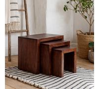 Wyld Haus Phuket Set Of 3 Dark Mango Wood Nesting Tables