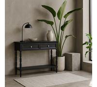 Wyld Haus Ploumanach 2-Drawer Black Wooden Console Table With Lower Shelf 900X330X800mm
