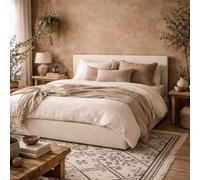 Wyld Haus Portarlington Upholstered Ivory Twill 5Ft King Bed With Headboard