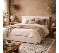 Wyld Haus Portarlington Upholstered Ivory Twill 5ft King Bed with Headboard Wyld Haus Ivory King