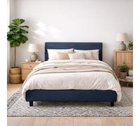 Wyld Haus Portarlington Upholstered Navy Twill 5Ft King Size Bed With Headboard