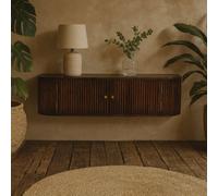 Wyld Haus Positano Chestnut Mango Wood Wall-Mounted Console Table With Slatted Front And Brass Knobs