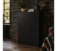 Wyld Haus Prague Matt Black Shoe Cabinet 2 Flip-Down Doors 1 Drawer