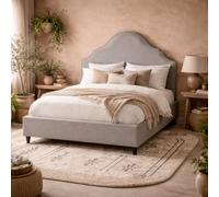Wyld Haus Princeton King Size Bed Light Grey Linen Upholstered Headboard