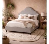 Wyld Haus Princeton Light Grey Linen Blend 5ft King Bed with Retro Headboard Wyld Haus Grey King