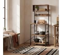 Wyld Haus Raco Kale Rustic Brown Bakers Rack With Power Outlet, Usb Charging And Adjustable Shelves