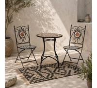 Wyld Haus Rakamo 3-Piece Mosaic Bistro Set - Ceramic Tiled Square Table L60 X D60 X H71Cm And 2 Folding Chairs