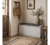 Wyld Haus Rakamo White Shoe Bench with Grey Padded Seat Holds up to 10 Pairs Wyld Haus White