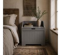 Wyld Haus Ralofa Grey Storage Chest 61L - Compact Mdf Organizer For Blankets, Toys And Household Items