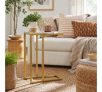 Wyld Haus Ramise Gold Tone Metal & Tempered Glass Slim C Shaped Side Table Wyld Haus Gold