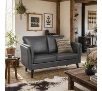 Wyld Haus Ravi Grey Faux Leather 2-Seater Sofa - Compact Modern Loveseat