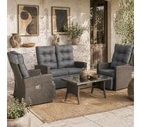 Wyld Haus Rayo Grey Rattan 4-Seater Outdoor Sofa Set With Glass-Top Coffee Table