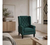 Wyld Haus Redi Dark Green Retro Wingback Armchair with Diamond Button Tufting Wyld Haus Dark Green