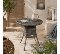 Wyld Haus Reso 70Cm Square Rattan Outdoor Bistro Table, Mixed Grey - Wood-Effect Top, Pe Rattan Panels