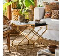 Wyld Haus Revi Set Of 2 Marble-Effect Nesting Side Tables - Gold Metal Legs