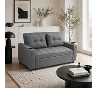 Wyld Haus Rireel Diha 2-Seater Pull-Out Sofa Bed Charcoal Grey, Linen-Look Upholstery Double Bed