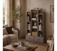 Wyld Haus Rive Keba 12-Compartment Storage Unit With Drawers, Graphite Wood Effect, 80W X 24D X 124H Cm