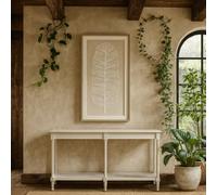 Wyld Haus Rochemaure Large White Console Table With Rattan Bottom Shelf