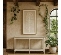 Wyld Haus Rochemaure Large White Console Table with Rattan Shelf Wyld Haus White