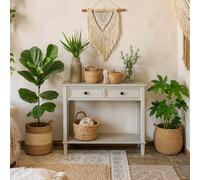 Wyld Haus Rochemaure White 2-Drawer Console Table With Bottom Shelf Matt Finish