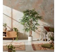 Wyld Haus Rokalo 120Cm Artificial Ficus Tree With Solid Wood Trunk And Pot - Real-Touch Leaves, Green