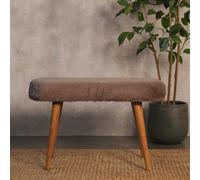 Wyld Haus Rome Mocha Faux Fur Bench With Mango Wood Legs, 78 X 35 X 50 Cm