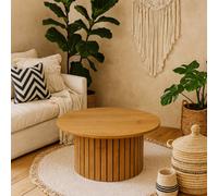 Wyld Haus Rome Round Wild Oak Effect Coffee Table With Lamella Pillar Base