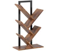 Wyld Haus Rori Wood 4-Section Tree-Style Bookcase, Rustic Brown Walnut Effect, 50W X 24D X 82H Cm