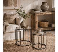 Wyld Haus Roro Metal Black Set Of 2 Elliptical Cut-Out Nesting Tables - Matt Black.