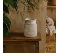 Wyld Haus Saffron Cylinder Hewn Ceramic Vase With Textured Scandi Pattern, White, 280 X 190 mm