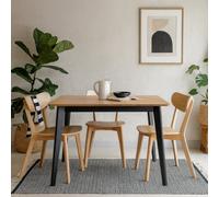 Wyld Haus Saffron Rectangular Oak Veneer Dining Table With Matte Black Base