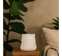 Wyld Haus Saffron Wide Hewn Ceramic Vase With Textured Scandi Pattern, White, 260mm