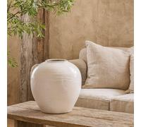 Wyld Haus Sagebloom Large Cream-White Glazed Ceramic Crackle Vase 38Cm