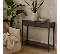 Wyld Haus Sagevale 2-Drawer Ribbed Console Table With Bottom Shelf, Brown