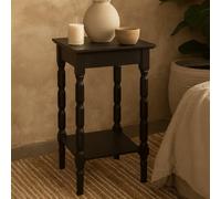 Wyld Haus San Antonio Vintage Black Wooden Side Table With Bottom Shelf By