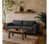 Wyld Haus San Sebastian 3-Seater Sofa, Dark Grey Fabric, Black Steel Legs