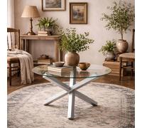 Wyld Haus San Sebastian Round Glass Dining Table Clear Top Wyld Haus Clear