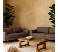 Wyld Haus San Sebastian Set Of 2 Upholstered 3-Seater Sofas Light Grey Brown Fabric Black Steel Legs