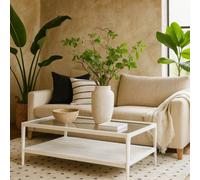 Wyld Haus San Senastian White Wood And Glass Coffee Table With Lower Shelf