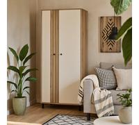 Wyld Haus Sandy Mauvella Oak Double Door Wardrobe With Fluted Front And Shelves