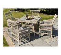 Wyld Haus Santorini 4-Seater Cream Wicker Outdoor Dining Set With Glass Table