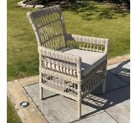 Wyld Haus Santorini Cream Wicker Outdoor Dining Armchair With Cushion