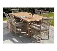 Wyld Haus Santorini Outdoor Rattan & Acacia Wood 6-Seater Dining Set