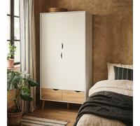 Wyld Haus Sapporo 2-Door 2-Drawer Wardrobe In White And Natural Oak