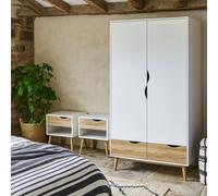 Wyld Haus Sapporo 3-Piece Bedroom Set White And Natural Oak Effect