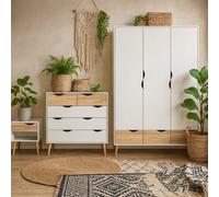 Wyld Haus Sapporo 3 Piece Bedroom Set - White & Natural Oak Effect