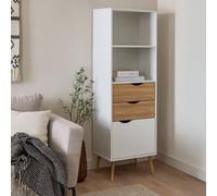 Wyld Haus Sapporo White And Natural Oak Bookcase, 2 Drawers, 1 Door, 1713mm High